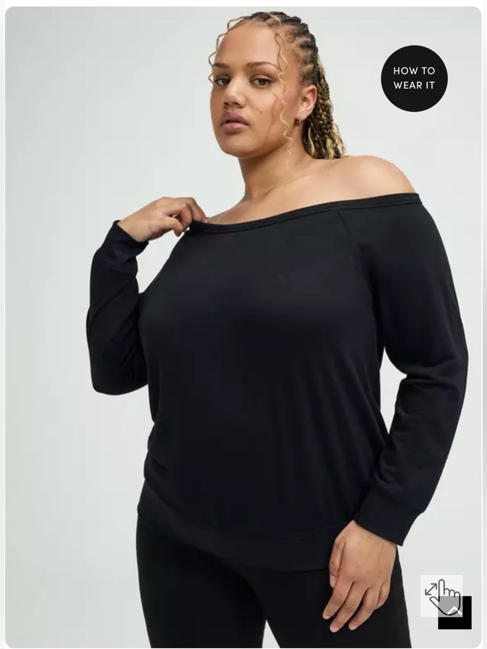 Torrid Callie Off-Shoulder Black Long Sleeve Top Sweatshirt - size 2 (18/20)